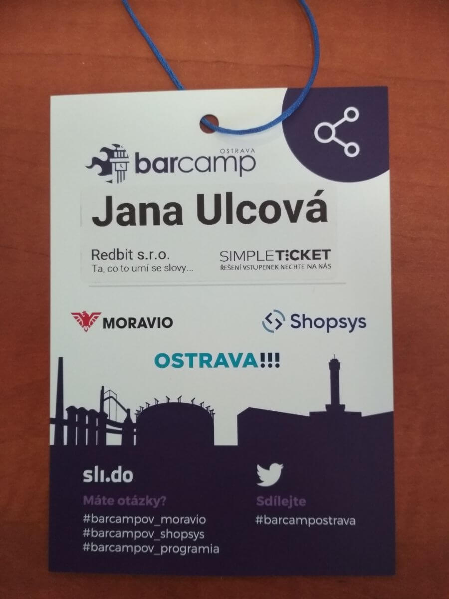 Visačka na jméno Barcamp Ostrava 